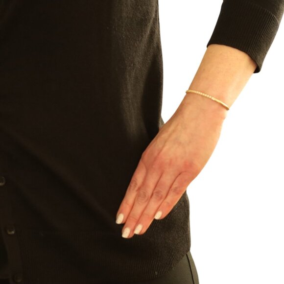 Yellow Gold Diamond Bangle Bracelet 6 1/4" - 18k Round Brilliant .85ctw - Picture 2 of 6